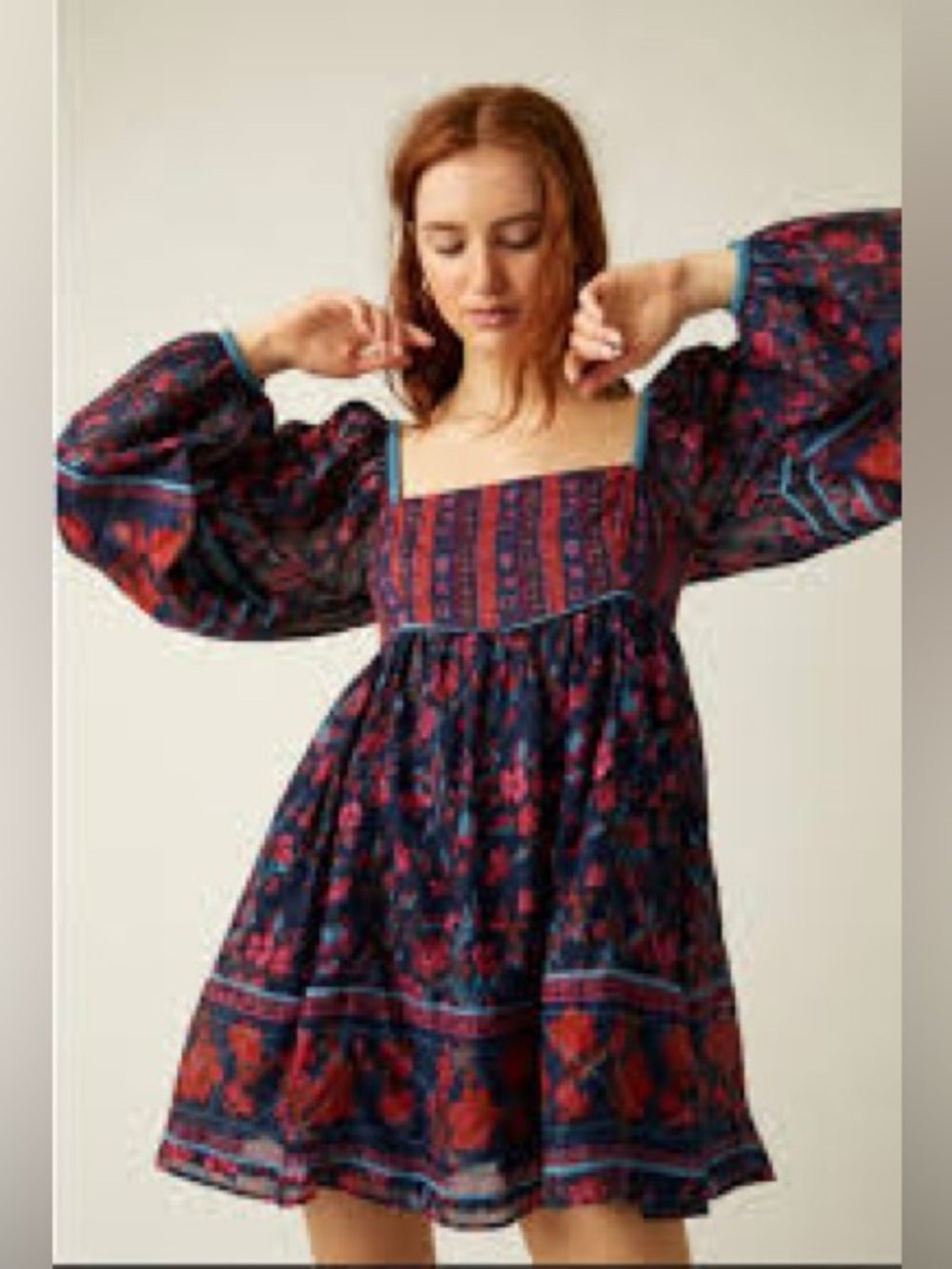 Free People Endless Afternoon long sleeve mini dress Sz S/P